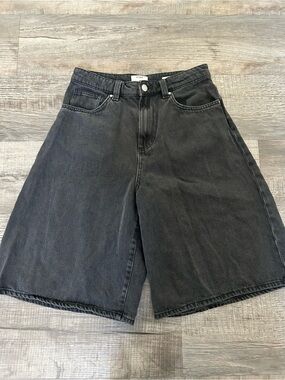 Cotton On Black Wide-Leg Denim Bermudas